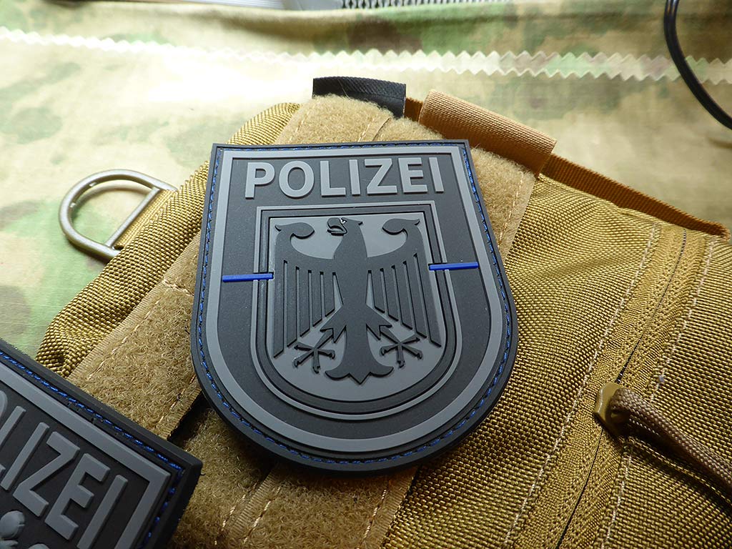 Ärmelabzeichen  Bundespolizei, blackops, Thin Blue Line, special edition / 3D Rubber Patch