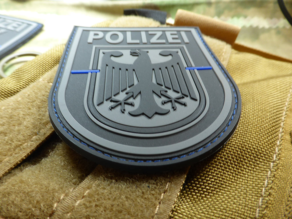 Ärmelabzeichen  Bundespolizei, blackops, Thin Blue Line, special edition / 3D Rubber Patch