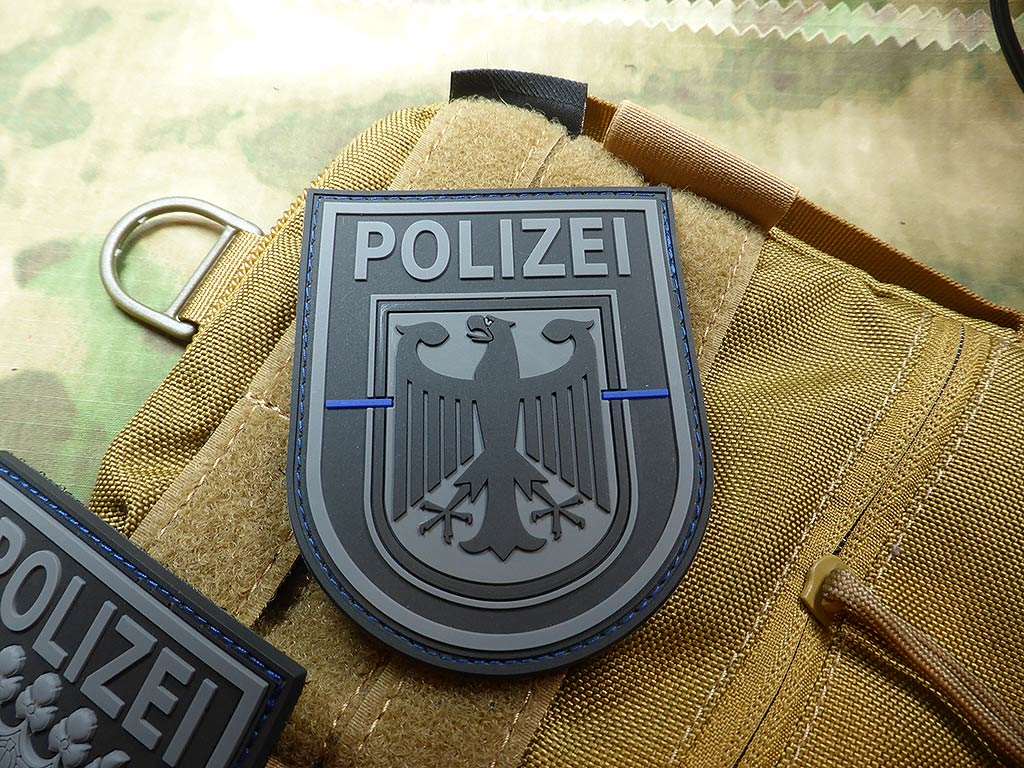 Ärmelabzeichen  Bundespolizei, blackops, Thin Blue Line, special edition / 3D Rubber Patch