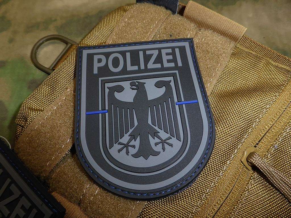 Ärmelabzeichen  Bundespolizei, blackops, Thin Blue Line, special edition / 3D Rubber Patch