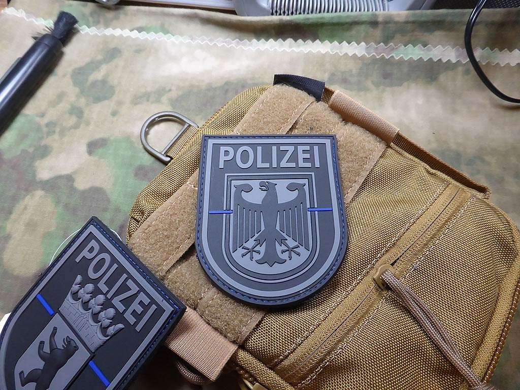Ärmelabzeichen  Bundespolizei, blackops, Thin Blue Line, special edition / 3D Rubber Patch