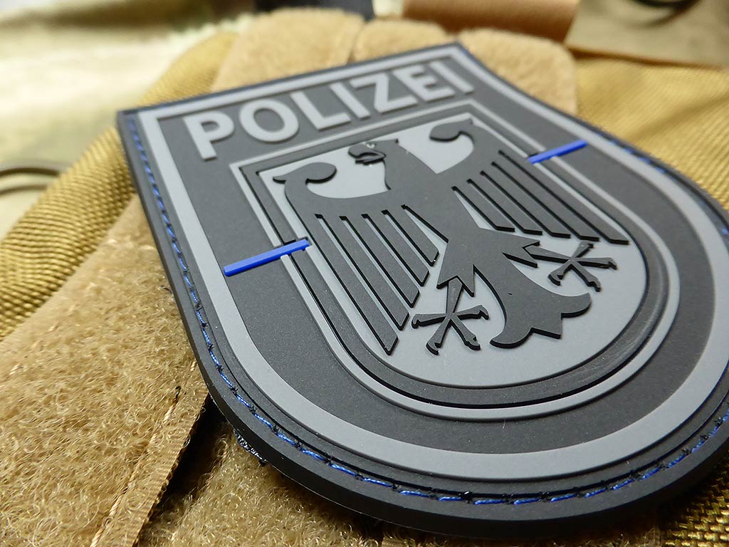 Ärmelabzeichen  Bundespolizei, blackops, Thin Blue Line, special edition / 3D Rubber Patch