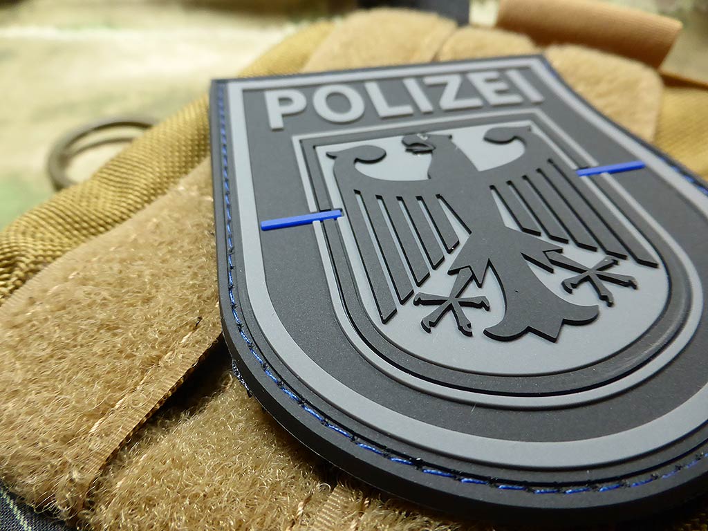 Ärmelabzeichen  Bundespolizei, blackops, Thin Blue Line, special edition / 3D Rubber Patch