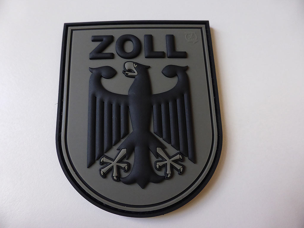 Insigne de manche ZOLL, gris pierre-olive, / Écusson en caoutchouc 3D