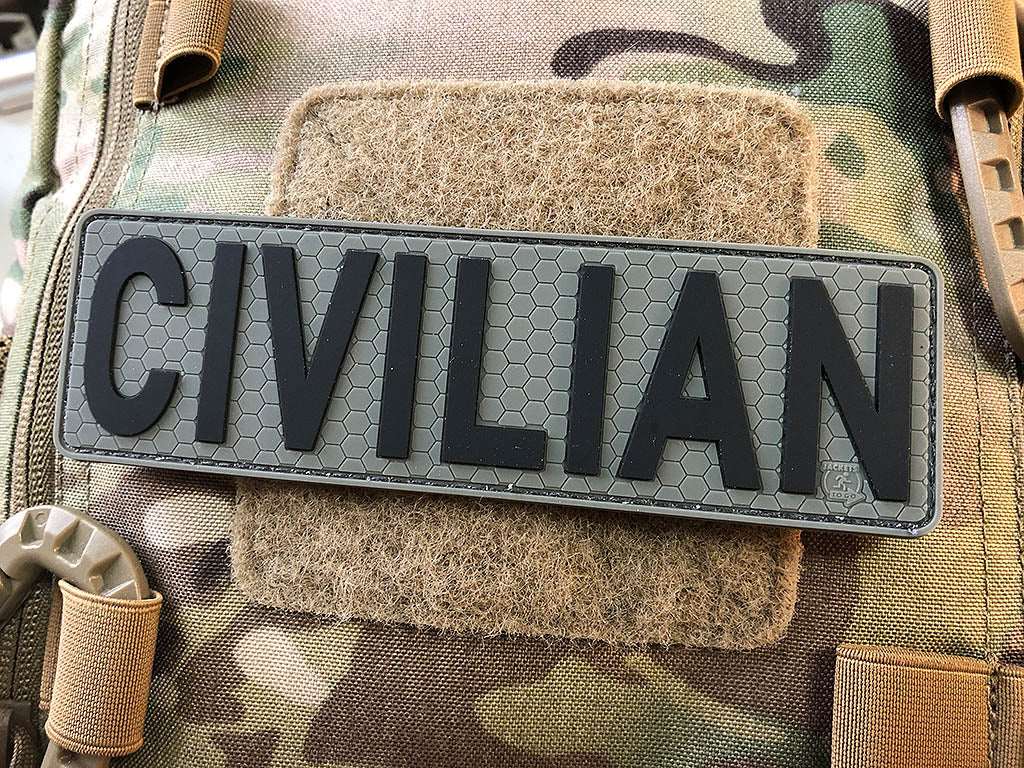 CIVILIAN Patch, steingrau-olive schwarz, 3D Rubber Patch