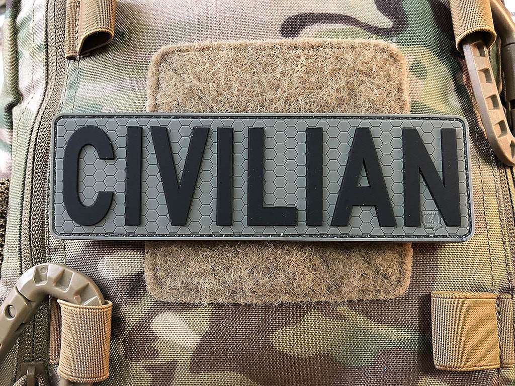 CIVILIAN Patch, steingrau-olive schwarz, 3D Rubber Patch