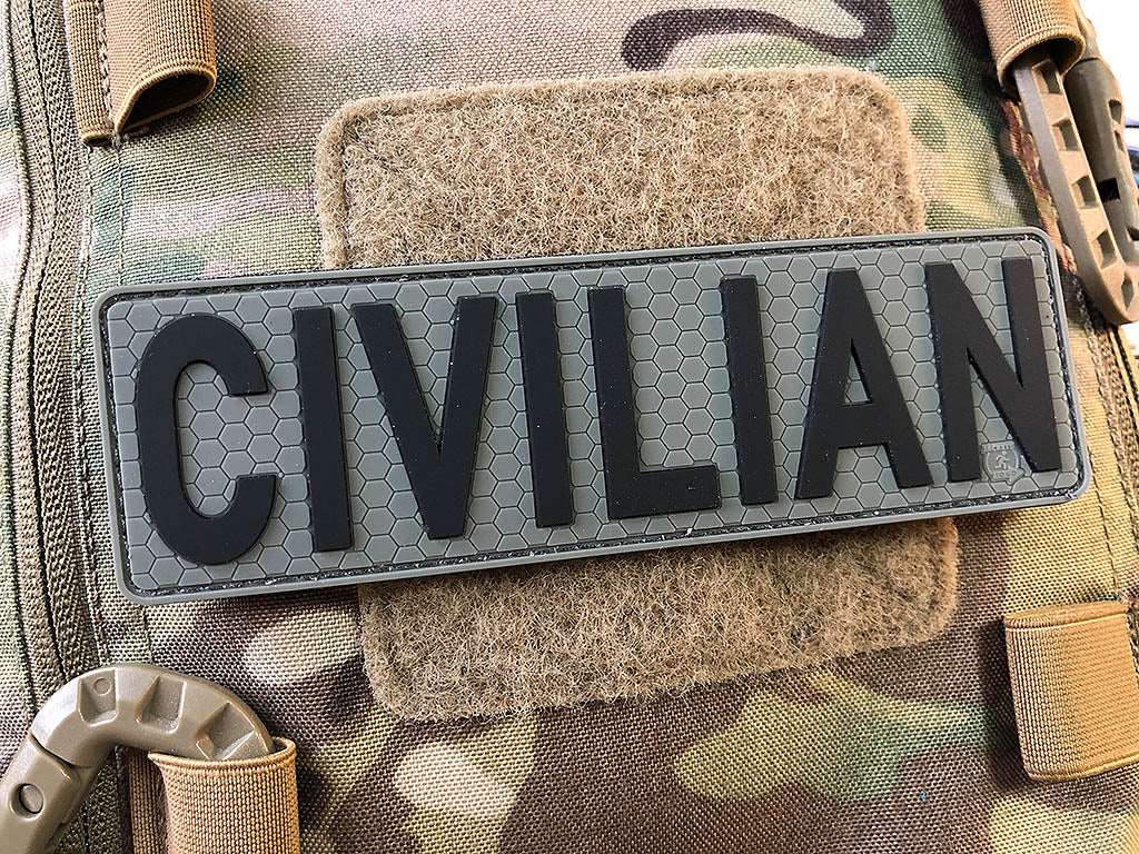 CIVILIAN Patch, steingrau-olive schwarz, 3D Rubber Patch