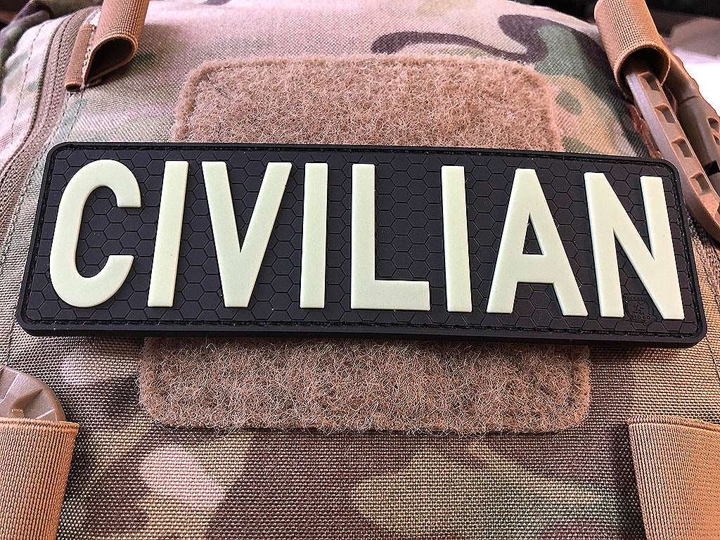 CIVILIAN Patch, gid glow in the dark, 3D Rubber Patch