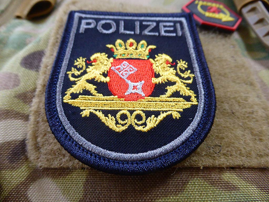 Ärmelabzeichen Polizei Bremen, dunkelblau, klein, gestickt