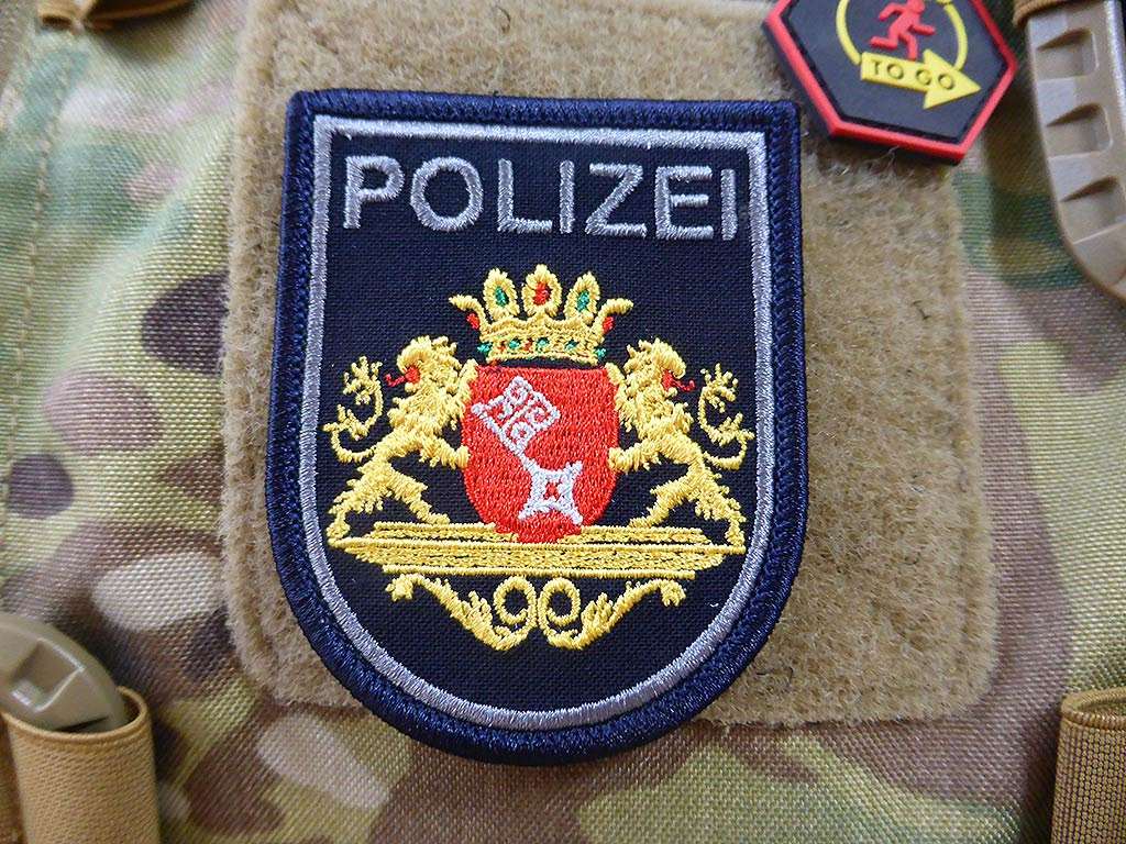 Ärmelabzeichen Polizei Bremen, dunkelblau, klein, gestickt