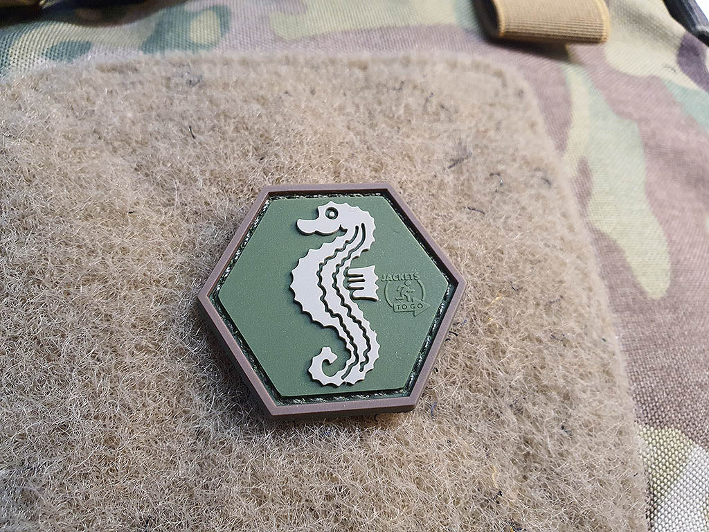 Seepferdchen Patch, multicam, Hexagon Patch, 3D Rubber Patch