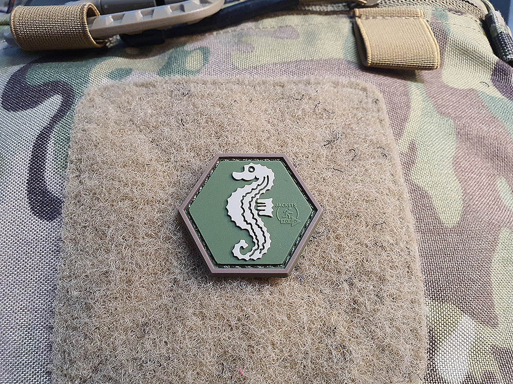 Seepferdchen Patch, multicam, Hexagon Patch, 3D Rubber Patch