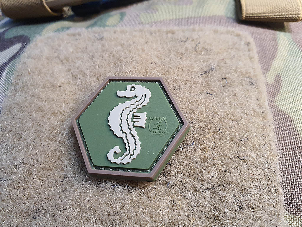 Seepferdchen Patch, multicam, Hexagon Patch, 3D Rubber Patch