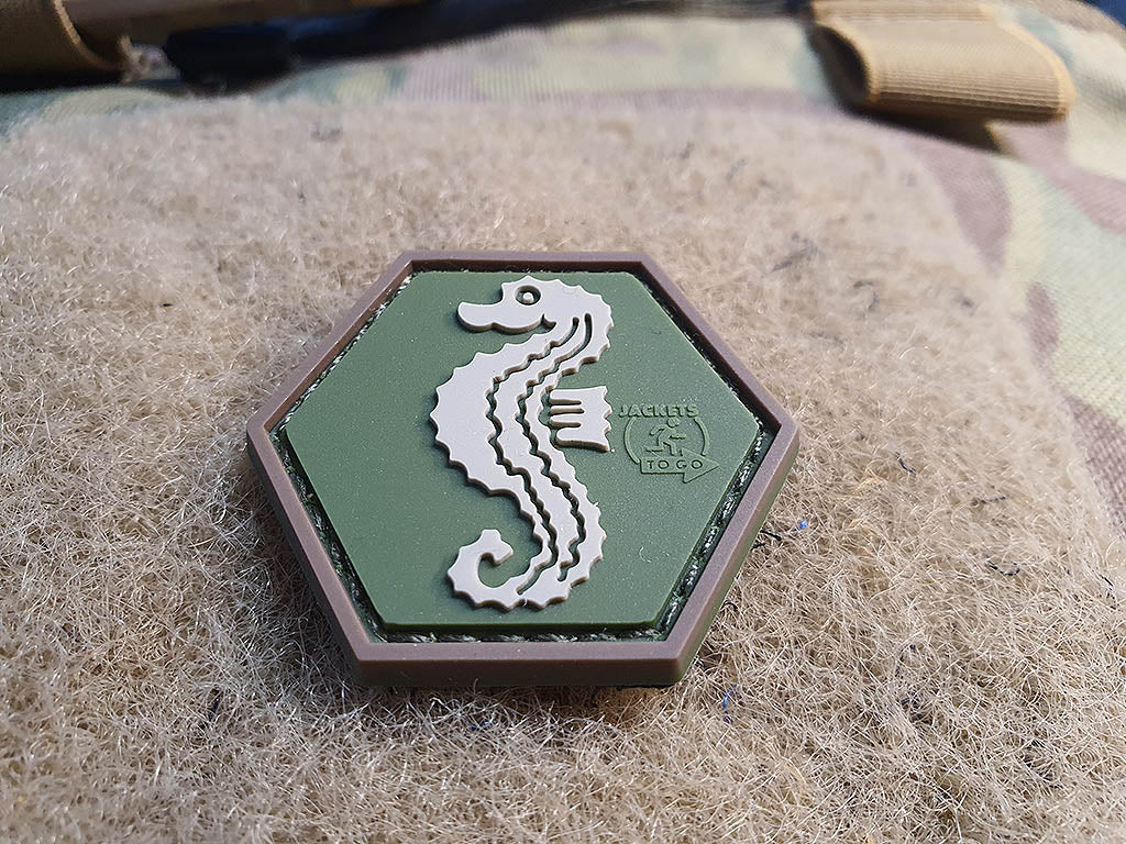 Seepferdchen Patch, multicam, Hexagon Patch, 3D Rubber Patch