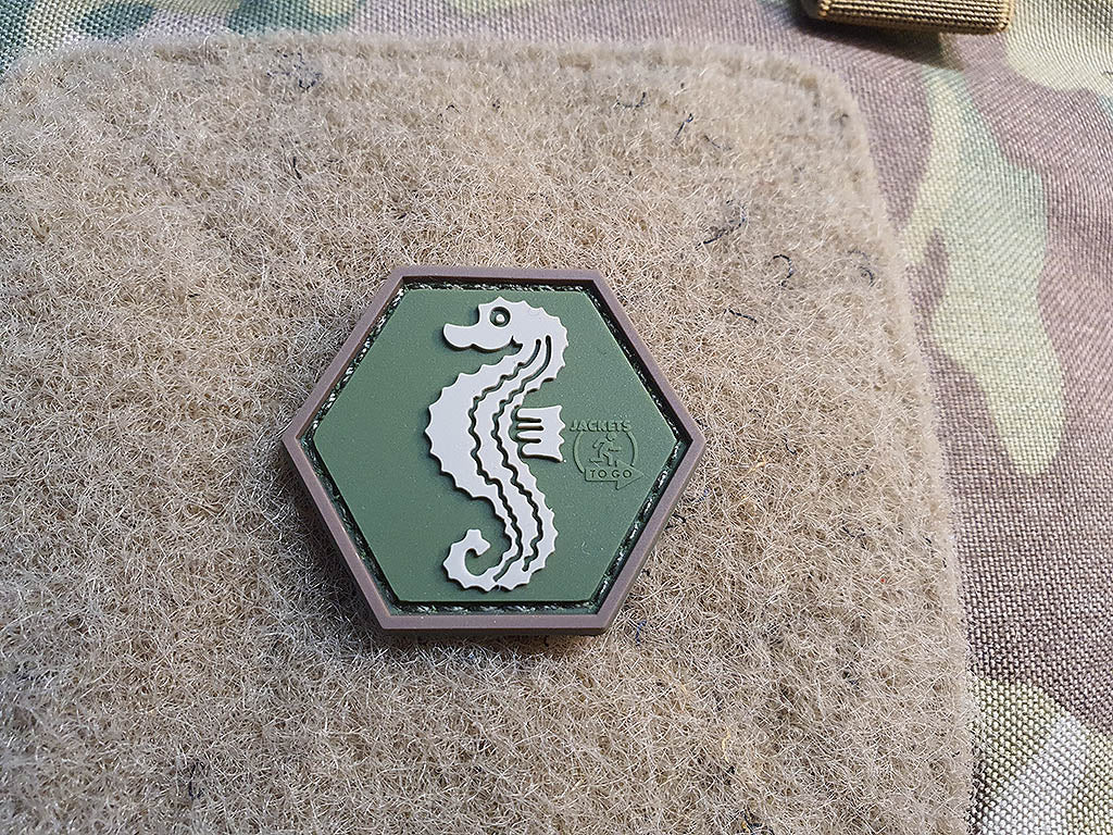 Seepferdchen Patch, multicam, Hexagon Patch, 3D Rubber Patch