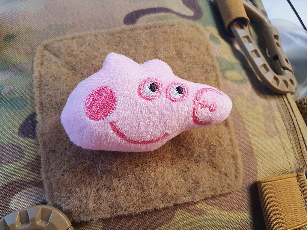 Patch peluche en tissu Cochon Rose, avec velcro au dos