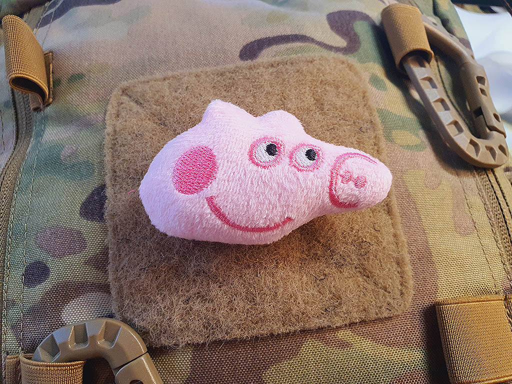 Stoffplüschpatch Pink Pig, mit Klettfläche auf der Rückseite