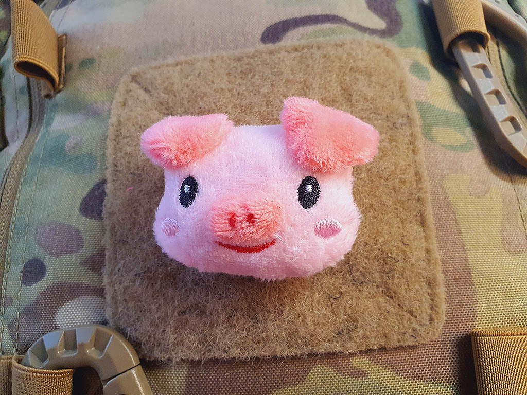 Fabric plush patch Pinkismile, with velcro on the back