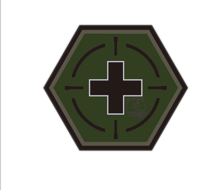 Tactique Medic Red Cross, Hexagon Patch, Forest / 3D Rubber Patch, HexPatch