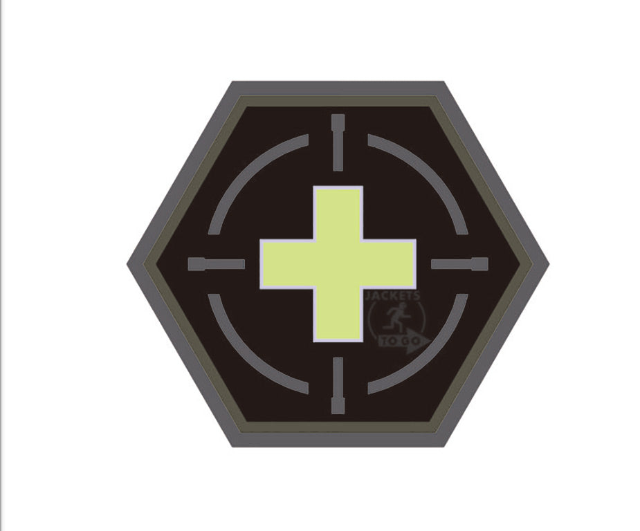 Tactique Medic Red Cross, Hexagon Patch, gid / 3D Rubber Patch, HexPatch