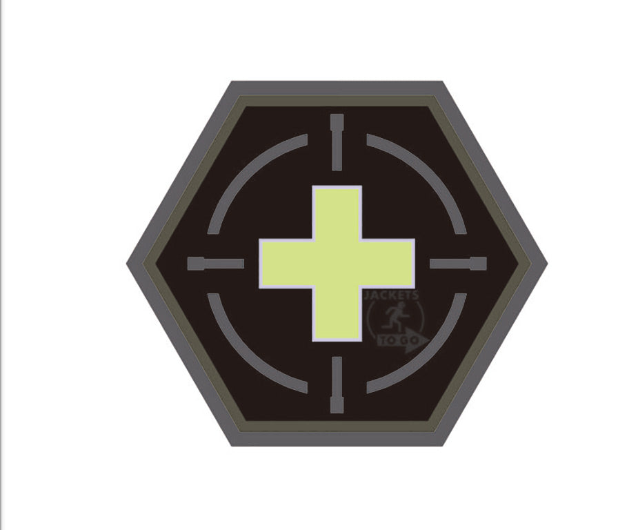 Tactical Medic Red Cross, Hexagon Patch, gid / 3D Rubber Patch, HexPatch