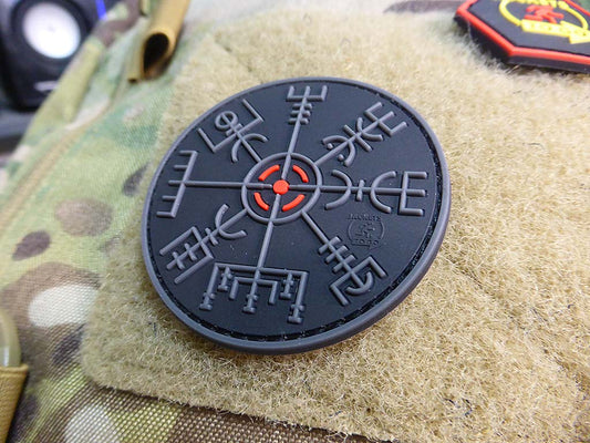 Patch VEGVISIR VIKING COMPASS, blackops / Patch en caoutchouc 3D