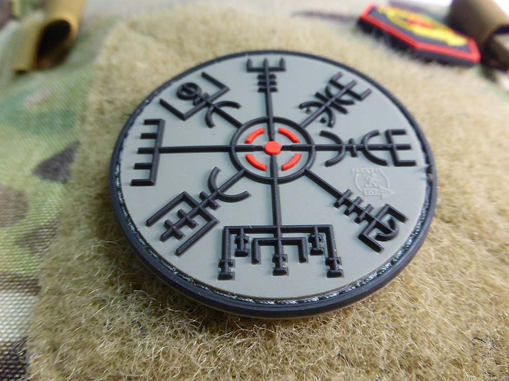 VEGVISIR VIKING COMPASS Patch, steingrau olive / 3D Rubber Patch