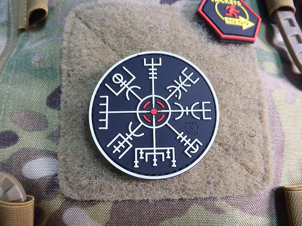 VEGVISIR VIKING COMPASS Patch, gid / 3D Rubber Patch