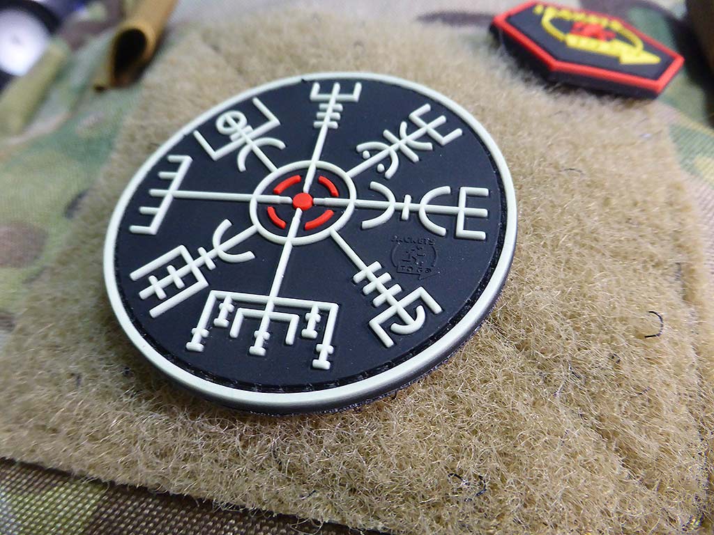 VEGVISIR VIKING COMPASS Patch, gid / 3D Rubber Patch