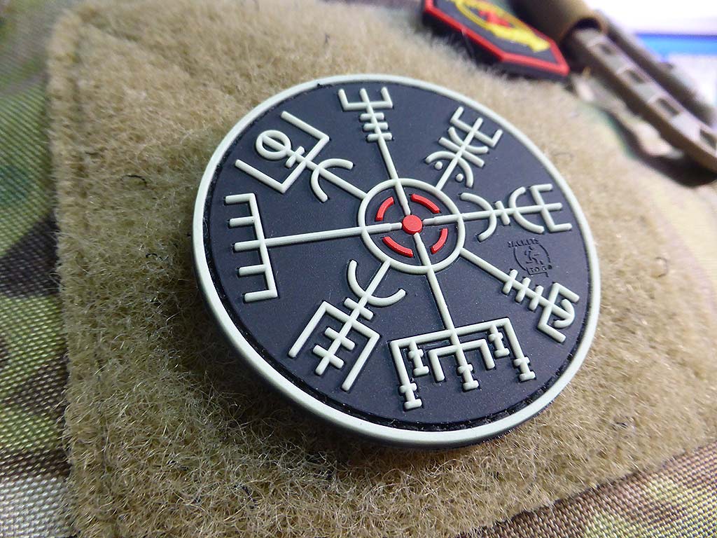 VEGVISIR VIKING COMPASS Patch, gid / 3D Rubber Patch