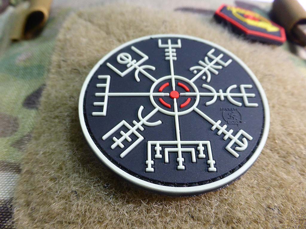 VEGVISIR VIKING COMPASS Patch, gid / 3D Rubber Patch