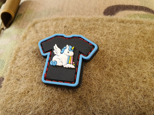 micro Berauschtes Einhorn / Drunk Unicorn Shirt Patch, 3D Rubber Patch