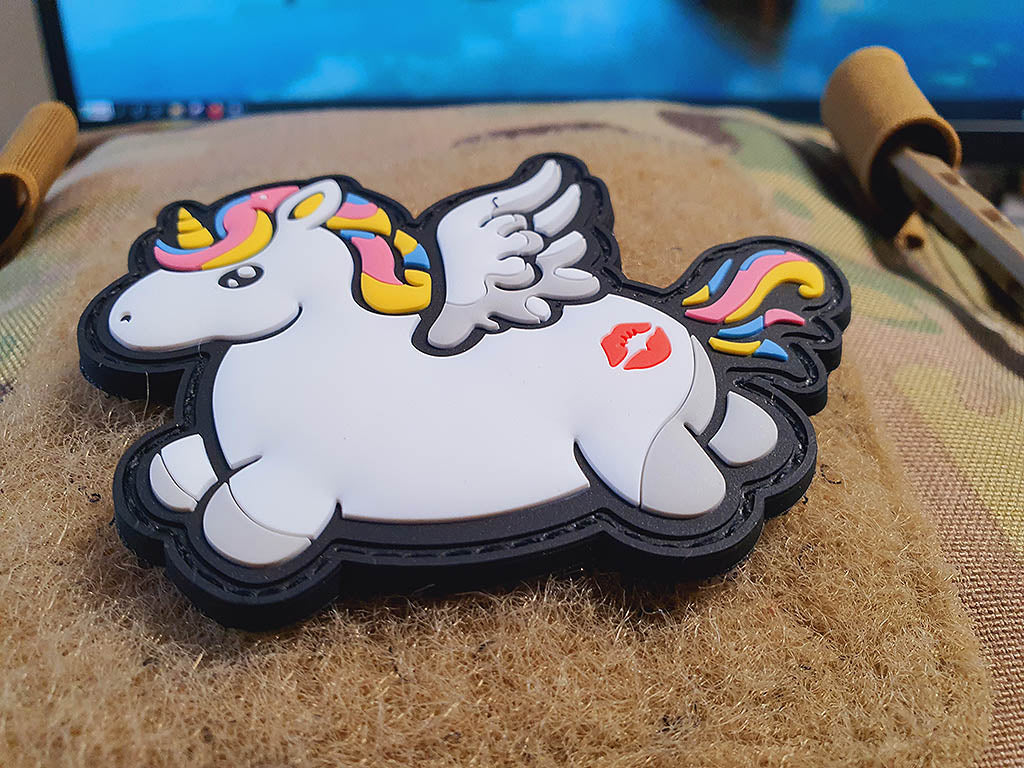 Patch KISSMYASS Licorne volante, patch en caoutchouc 3D arc-en-ciel