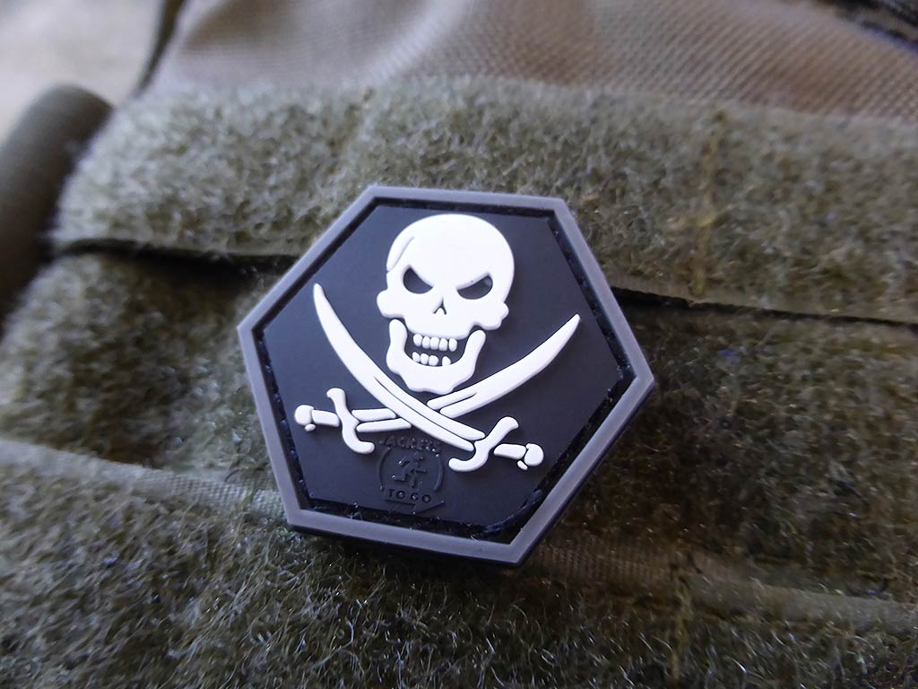 NoFear Pirate Hexagon Patch, swat / 3D Rubber Patch, HexPatch