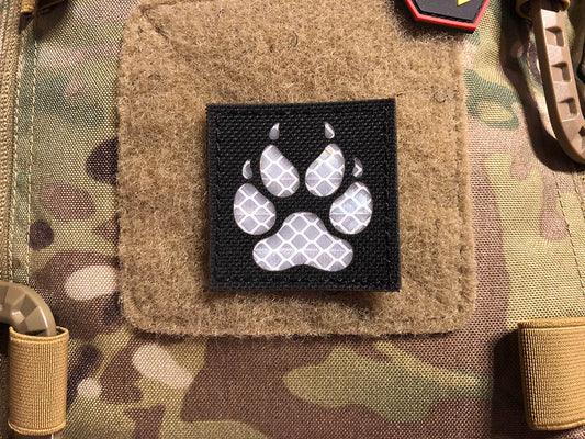 Patch découpé au laser K9 Claw, noir, logo réfléchissant, avec support velcro