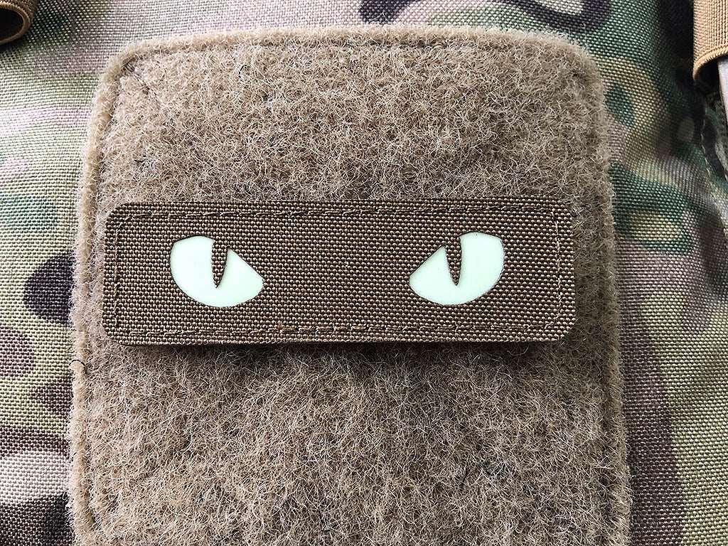 Cat Eyes Lasercut Patch, Coyote, gid nachleuchtende Augen  / Cordura Lasercut