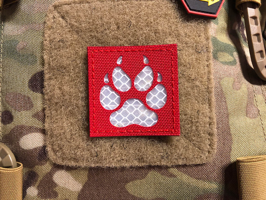 K9 Claw Lasercutpatch, Signalrot, reflektierendes Logo, mit Klettrückseite - Patch Snatched