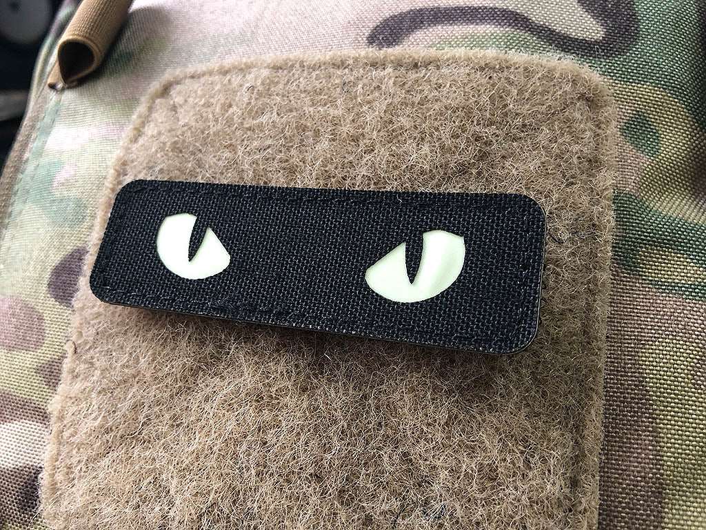Cat Eyes Lasercut Patch, schwarz, gid nachleuchtende Augen  / Cordura Lasercut