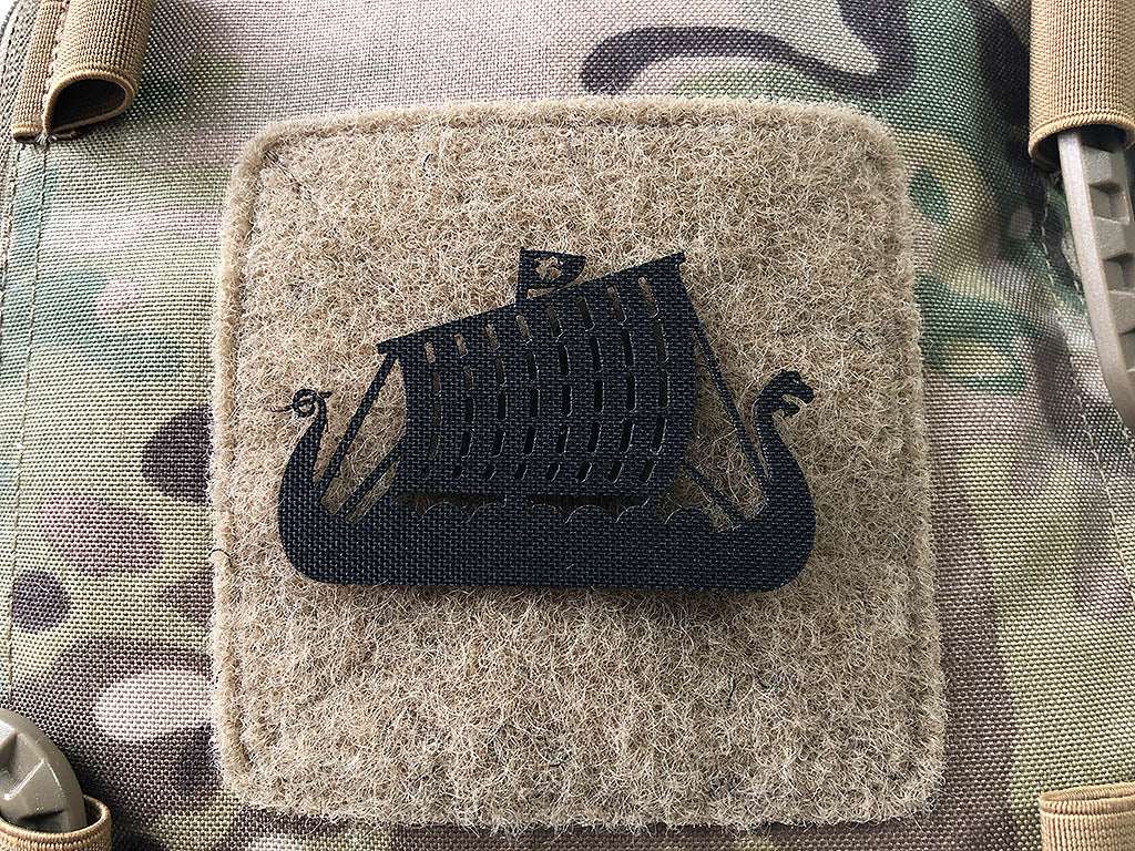 Drakkar Dragon Ship Lasercut Patch, black, Cordura Lasercut