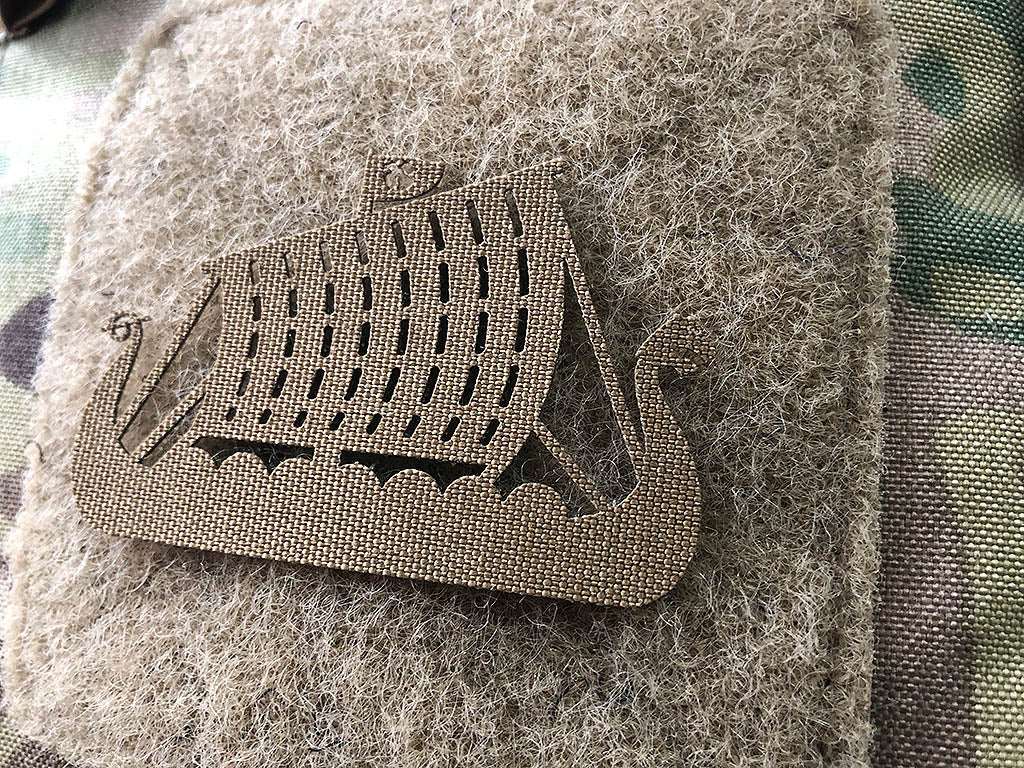 Drakkar Dragon Ship Lasercut Patch, Coyote, Cordura Lasercut