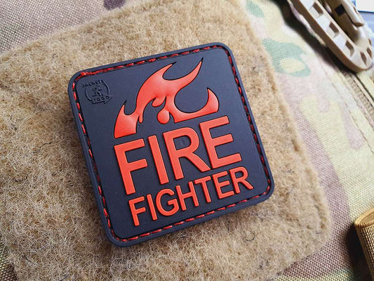 FireFighter Patch, Fire-Red / 3D Rubber patch
