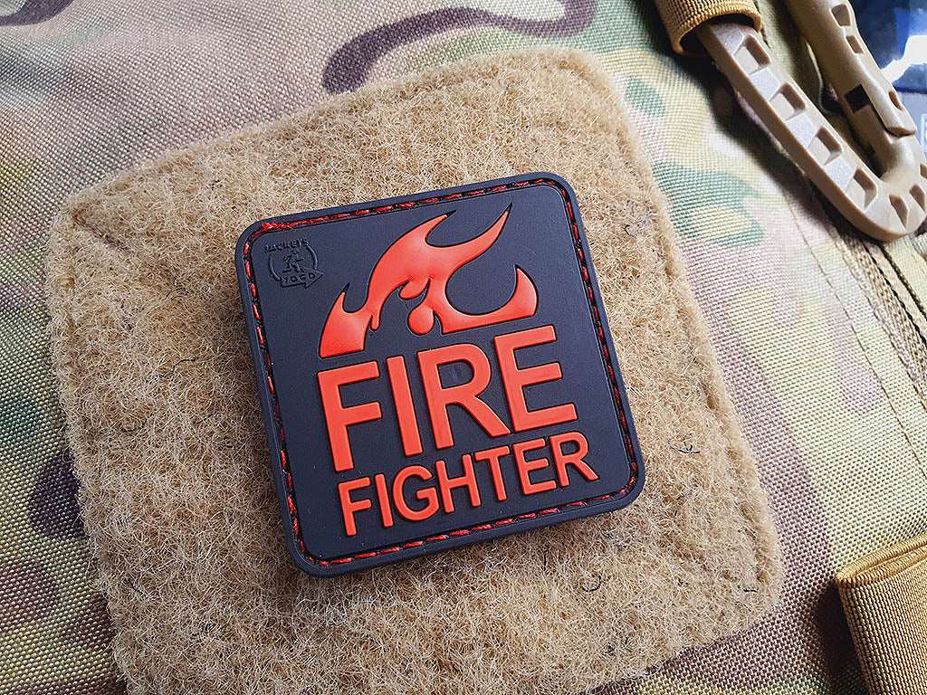 FireFighter Patch, Fire-Red / 3D Rubber patch