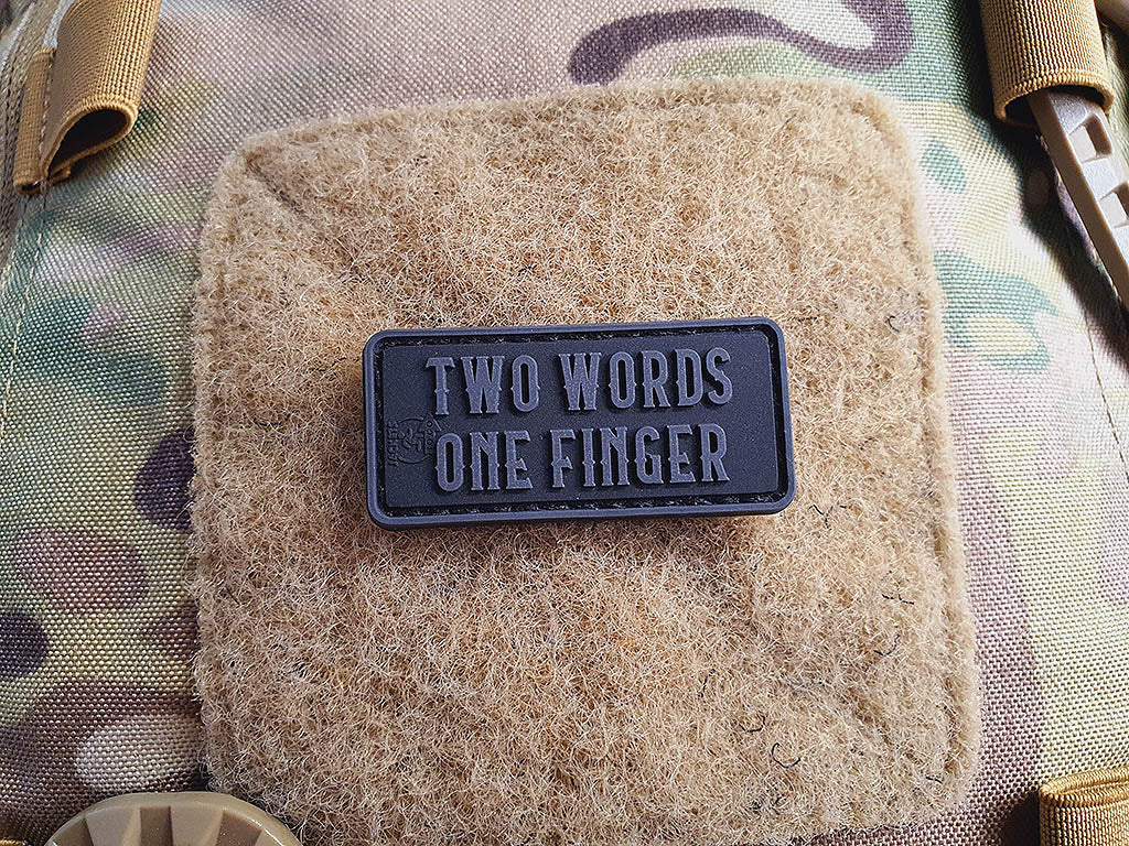 small Two Words One Finger Patch, Blackops / 3D Rubber Patch - Patch Snatched