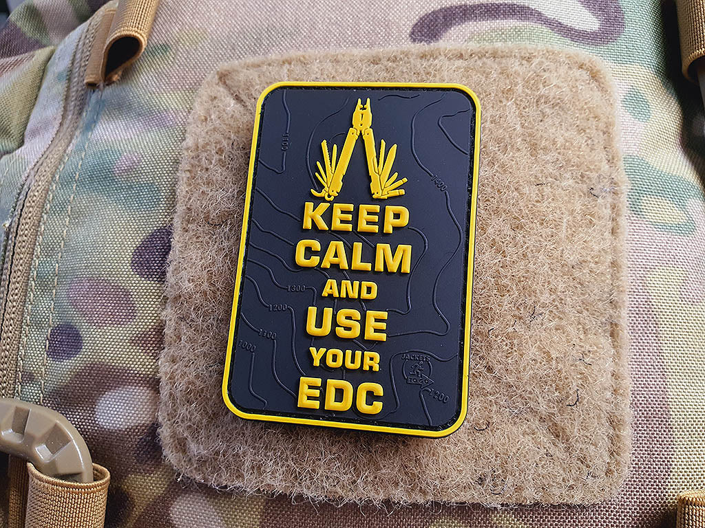 Keep Calm and use your EDC Patch, Gelb/Schwarz / 3D Rubber Patch