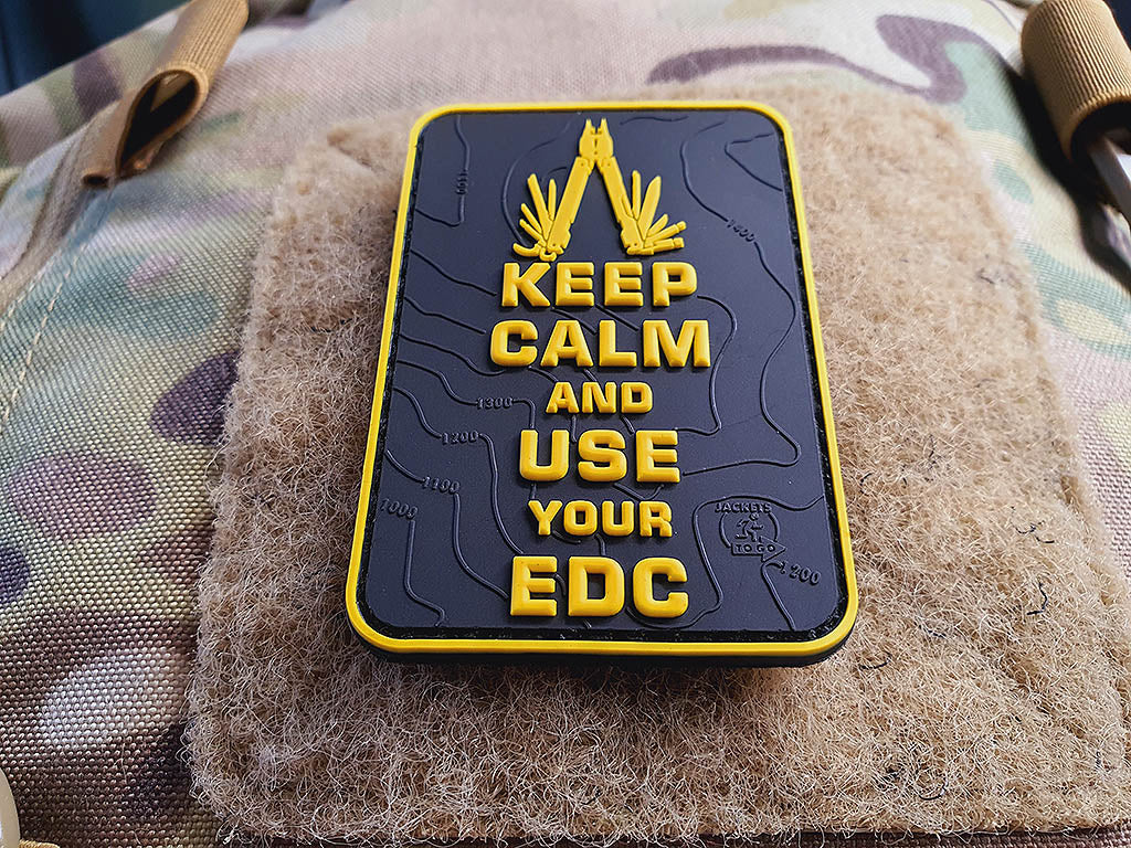 Keep Calm and use your EDC Patch, Gelb/Schwarz / 3D Rubber Patch