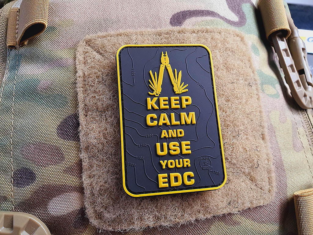 Keep Calm and use your EDC Patch, Gelb/Schwarz / 3D Rubber Patch