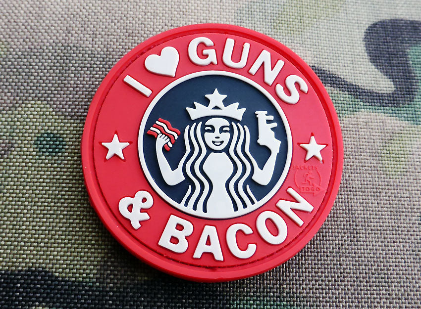 Guns and Bacon Patch, vollfarbig / 3D Rubber Patch