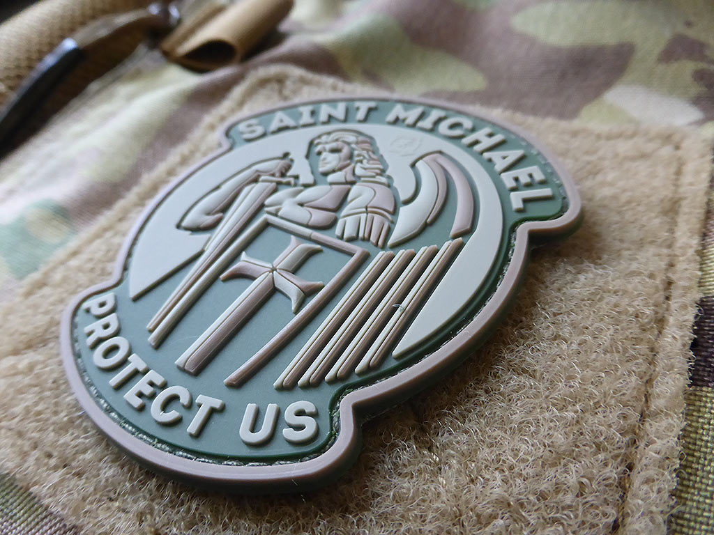 SAINT MICHAEL PROTECT US Patch, mc / 3D Rubber Patch