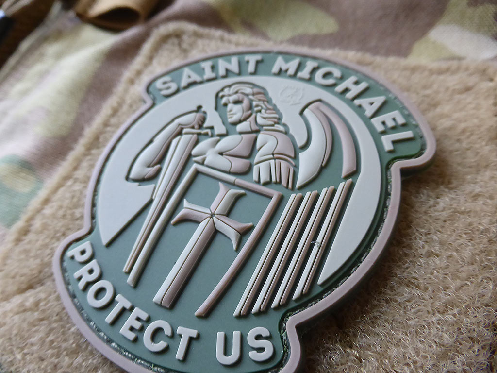 SAINT MICHAEL PROTECT US Patch, mc / 3D Rubber Patch