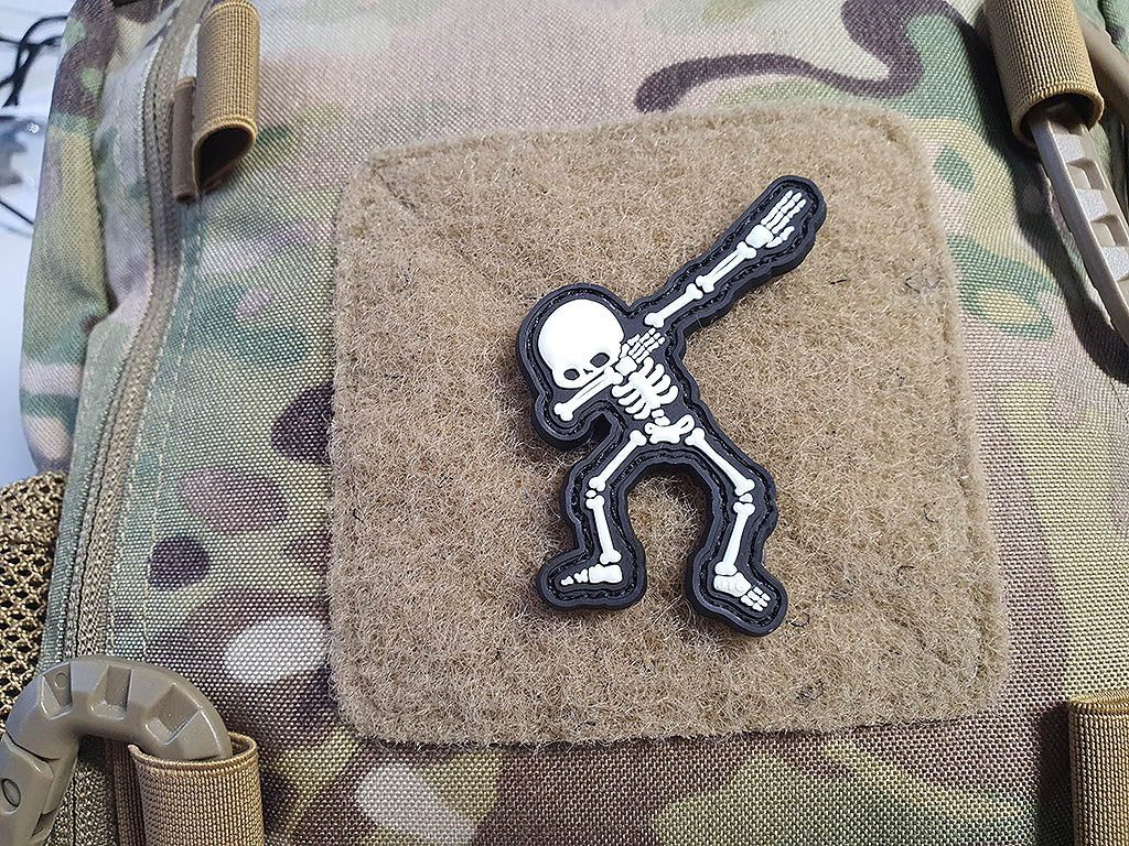 Dabbing Skeleton Patch, gid, Patch en caoutchouc 3D